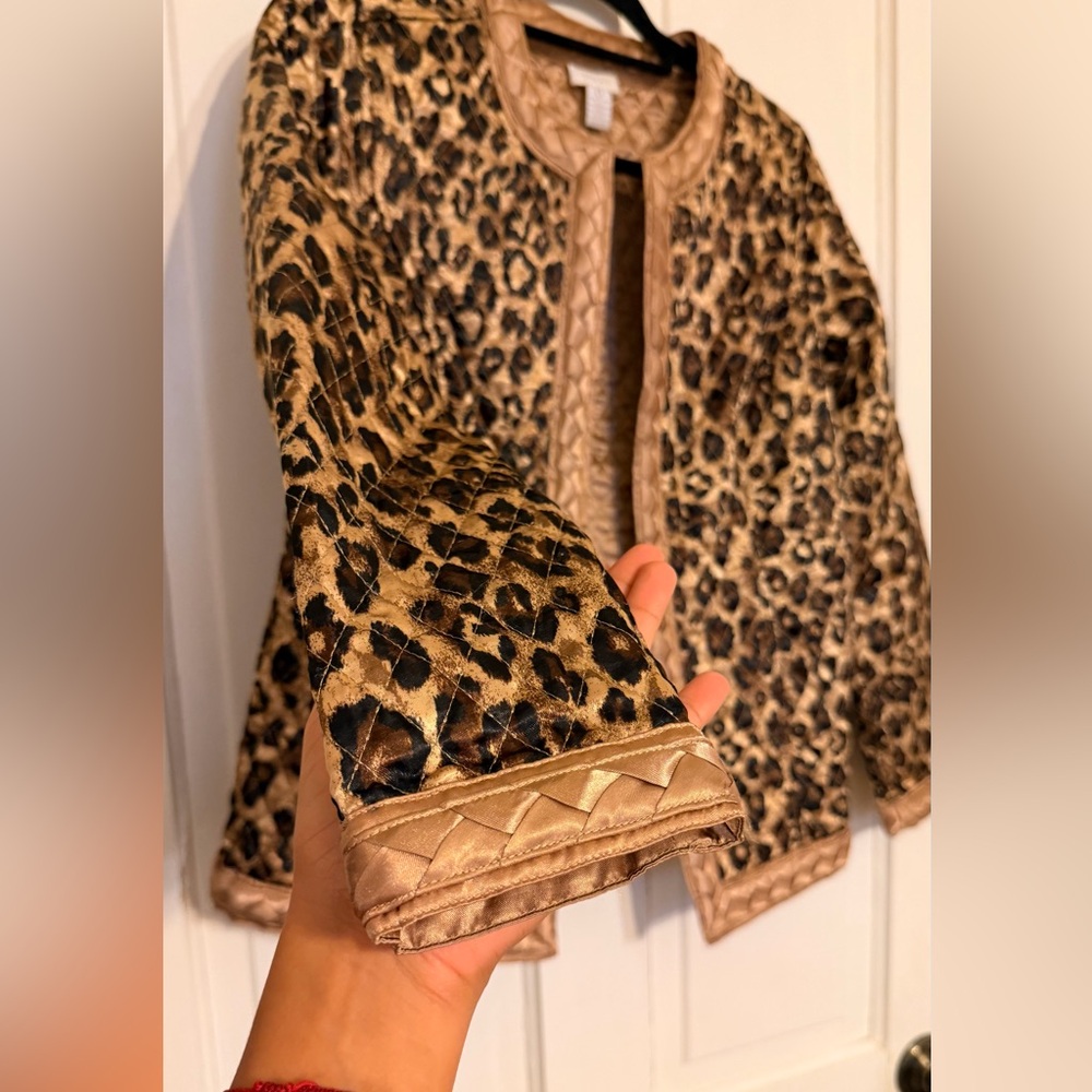 Chico's Leopard Print Quilted Blazer - Picture 3 of 14
